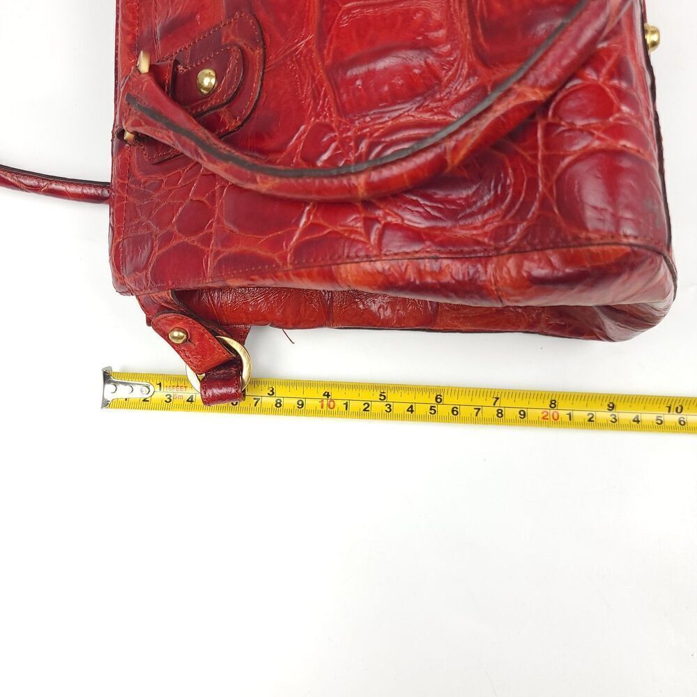 BRAHMIN Large Red Croc Embossed Luxury Leather Tote Shoulder Bag + Wallet Set - Picture 10 of 16